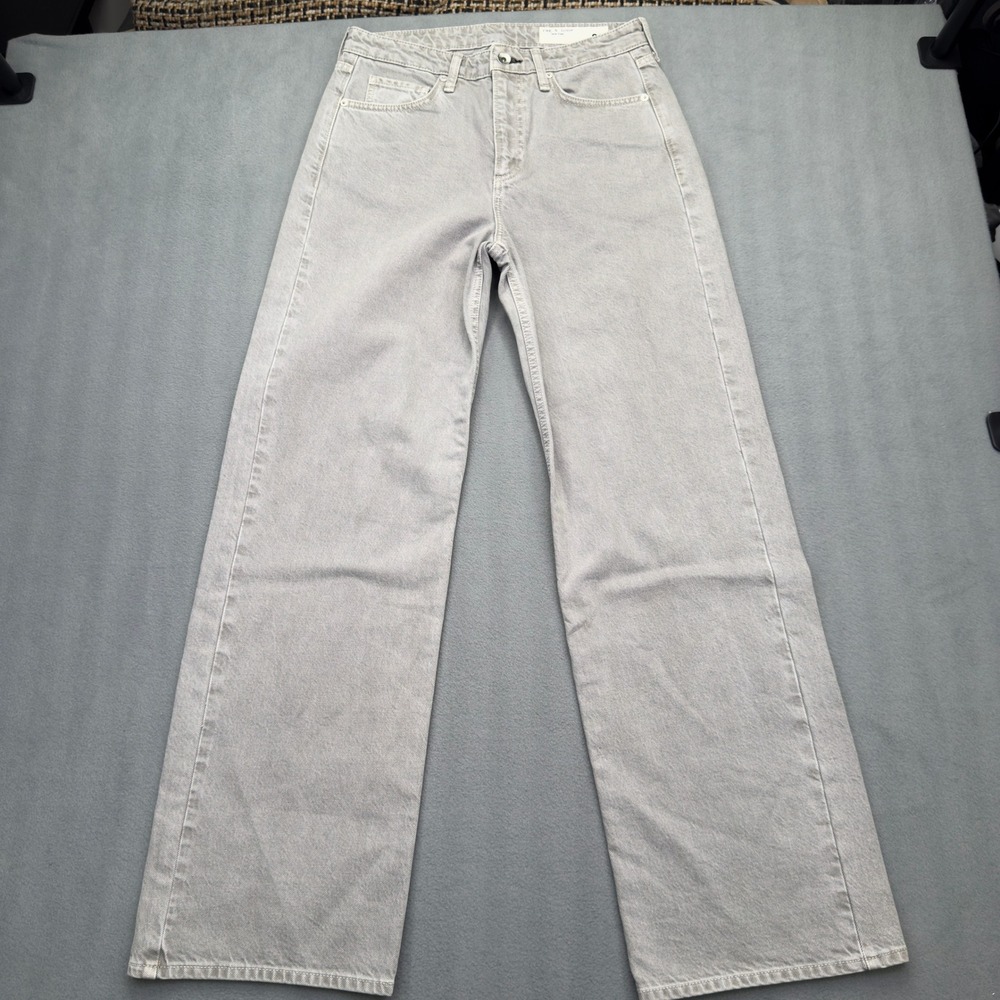 Rag & Bone Logan Mid-Rise Wide Leg Jeans 26 Grey